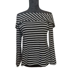 White House Black Market Off-the-Shoulder Striped Top Sz M NWT